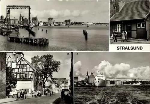 Ak Stralsund, von der Rügendammbrücke, Torschließerhäuschen, Mönchstraße, TMS Fritz Heckert