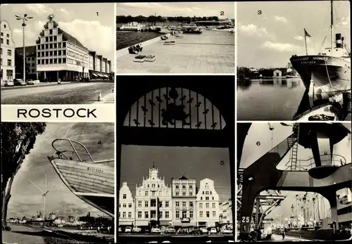 Ak Hansestadt Rostock, Haus Sonne, Alter Hafen, Überseehafen, Fährschiff nach Gehlsdorf