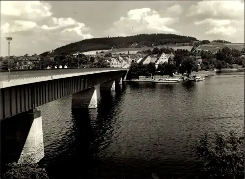 Ak Saalburg in Thüringen, neue Brücke, Schiffanleger