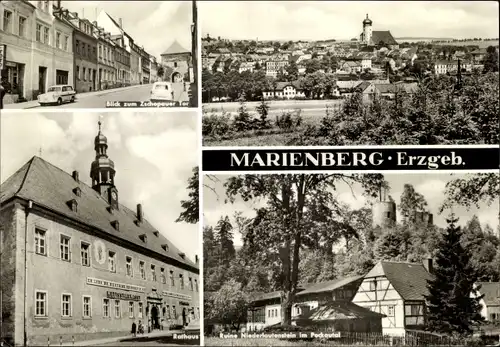 Ak Marienberg im Erzgebirge Sachsen, Rathaus, Ruine Niederlauterstein, Zschopauer Tor