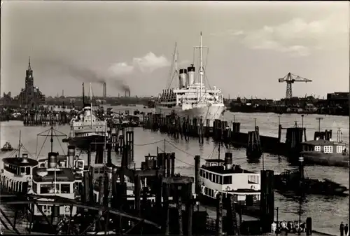 Ak Hamburg Mitte Altstadt, Hafenpartie, Fähre