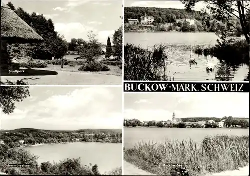 Ak Buckow in der Märkischen Schweiz, Stadtpark, Griepensee, Schermützelsee, Buckow-See