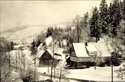 Ak Biberau Schleusegrund in Thüringen, Rote Mühle im Winter