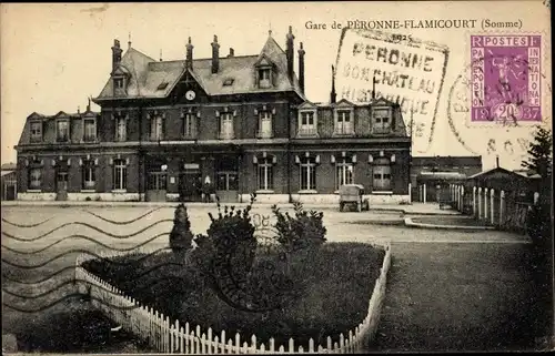 Ak Péronne Somme, Bahnhof Peronne-Flamicourt