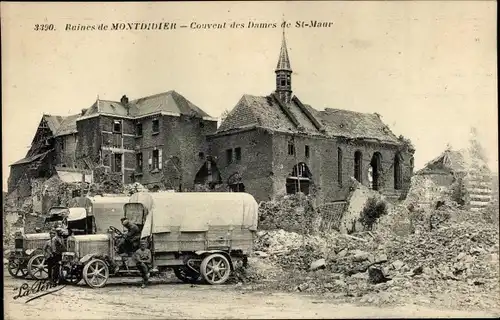 Ak Montdidier Somme, Ruines, Couvent des Dames de Saint Maur