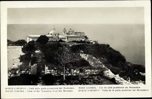 Ak Israel, Berg Karmel, Blick auf die Rückseite des Klosters