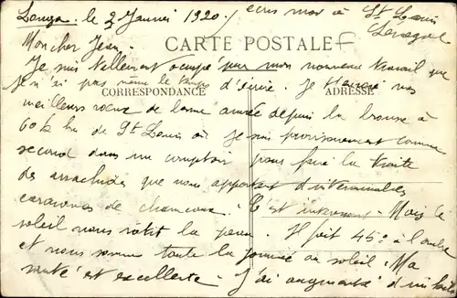 Ak St. Louis Senegal, Der Eingang zur Stadt am Ausgang von Pont Faidherbe, dem Postamt