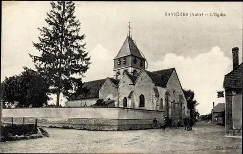 Ak Savières Aube, die Kirche