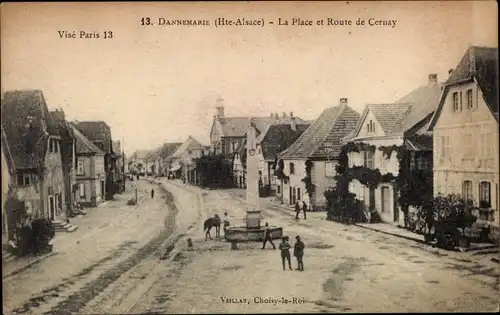 Ak Dannemarie Dammerkirch Alsace Haut Rhin, La Place und Route de Cernay