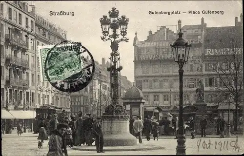Ak Straßburg Straßburg Alsace Bas Rhin, Place Gutenberg