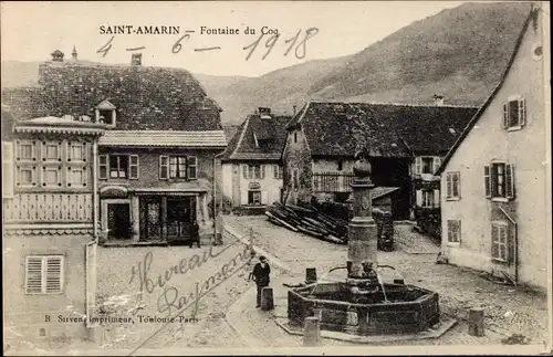 Ak Saint Amarin Saint Amarin Alsace Haut Rhin, Brunnen des Hahns