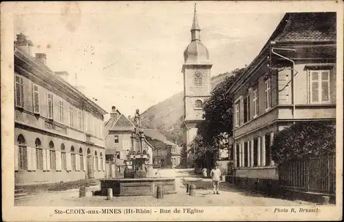 Postkarte Sainte Croix aux Mines Heiligkreuz Alsace Haut Rhin, Rue de l&#39;Eglise