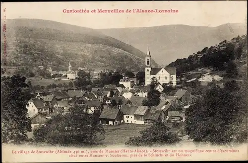 Ak Stosswihr Stoßweier Elsass Haut Rhin, Kirche, Ortschaft mit Landschaftsblick