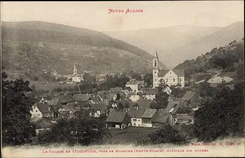 Ak Stosswihr Haut Rhin, Blick auf den Ort, Kirche, Berge