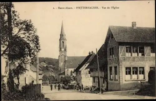 Ak Pfetterhouse Pfetterhausen Elsass Haut Rhin, Vue de l'Eglise, Kirche