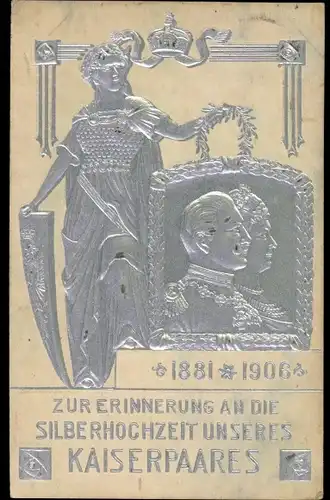 Präge Litho Silberhochzeit des Kaiserpaares 1906, Wilhelm II, Kaiserin Auguste Viktoria