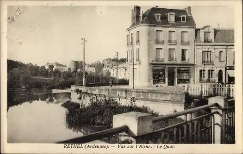 Ak Rethel Ardennen, Blick auf die Aisne, den Kai