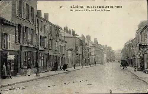 Ak Mézières Ardennes, Rue du Faubourg de Pierre