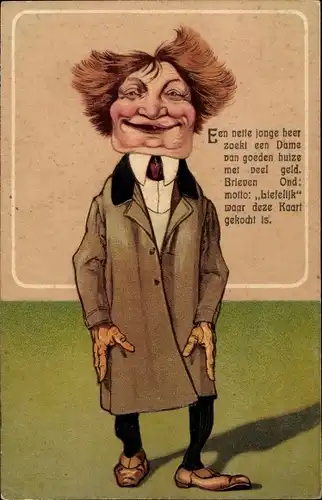 Präge Litho Junger Herr sucht Dame aus gutem Hause