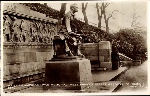 Ak Edinburgh Schottland, Scottish American War Memorial, West Princes Street Gardens