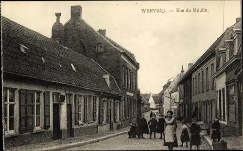 Ak Wervik Wervicq Westflandern, Rue du Moulin