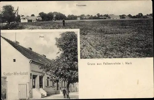 Ak Falkenrehde Ketzin an der Havel, Post, Sattler Werkstatt, Panorama