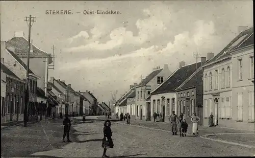 Ak Klein Sinaai Klein Sinay Stekene Ostflandern, Straßenpartie