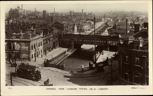 Ak Cardiff Wales, Gesamtansicht
