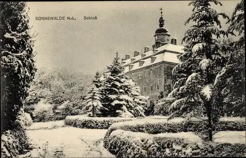 Ak Sonnewalde in der Niederlausitz, Schloss im Winter
