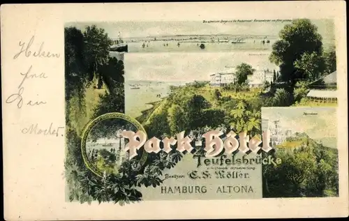 Litho Hamburg Altona, Parkhotel Teufelsbrücke, Inh. C. S. Möller