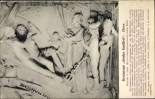 Ak Bad Cleve Kleve am Niederrhein, Restaurant Großer Kurfürst, Lohengrin-Monument