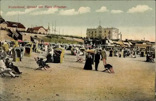 Ak Westerland auf Sylt, Strand, Haus Miramar