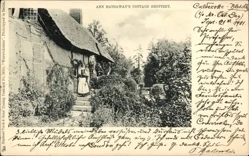 Ak Shottery Stratford upon Avon Warwickshire England, Cottage von Ann Hathaway