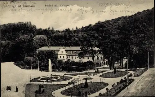 Ak Kudowa Zdrój Bad Kudowa Schlesien, Schloss, Anlagen