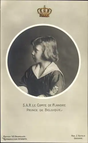 Ak Graf von Flandern, Prinz Charles von Belgien, Kinderportrait