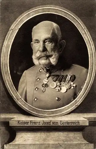 Passepartout Ak Kaiser Franz Joseph I., Portrait in Uniform, Wohlfahrtskarte