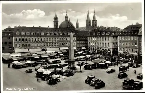 Ak Würzburg am Main Unterfranken, Markt