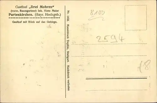 Ak Garmisch Partenkirchen in Oberbayern, Gasthof Drei Mohren