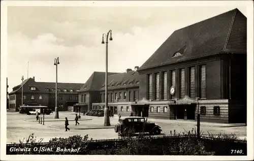 Ak Gliwice Gleiwitz Oberschlesien, Bahnhof