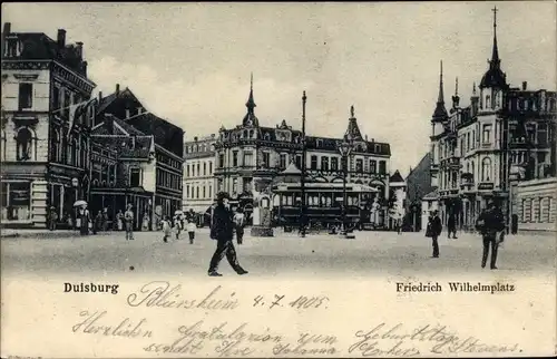 Ak Duisburg im Ruhrgebiet, Friedrich Wilhelm Platz, Straßenbahn