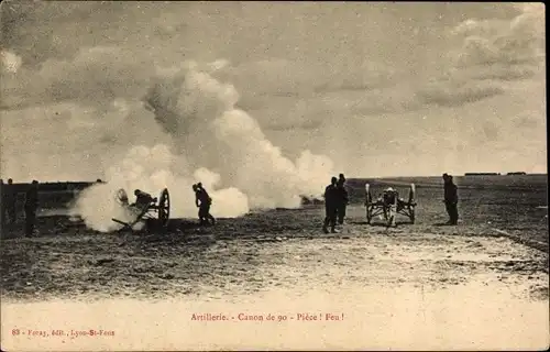 Ak Französische Armee, Artillerie, feuernde Geschütze