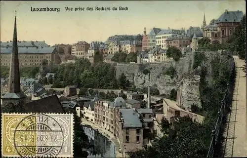 Ak Luxemburg Luxemburg, Blick vom Rochers du Bock