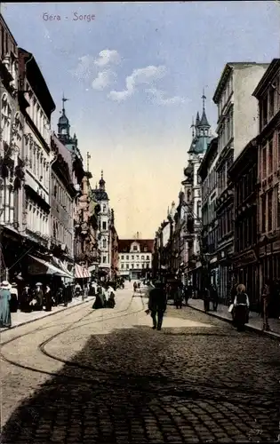 Ak Gera in Thüringen, Sorge, Straßenpartie