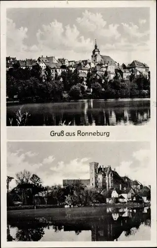 Ak Ronneburg in Thüringen, Teilansichten, Burg