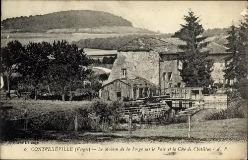 Ak Contrexéville Lorraine Vosges, Moulin de la Forge sur le Vair, Côte de Chatillon