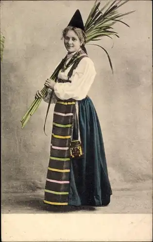 Ak Frau in schwedischer Tracht, Portrait, Hut