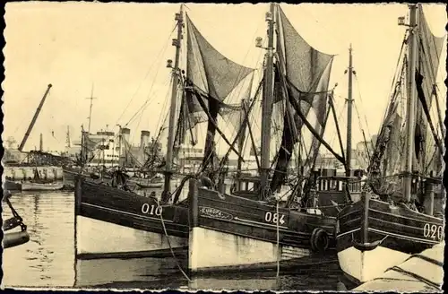 Ak Oostende Ostende Westflandern, Fischerboote im Hafen