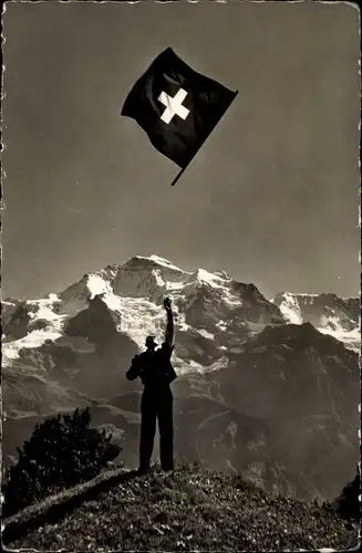 Ak Berner Oberland Kanton Bern Schweiz, Jungfrau, Fahnenschwinger