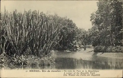 Ak Rio de Janeiro Brasilien, Ein Winkel des Parks der Republik