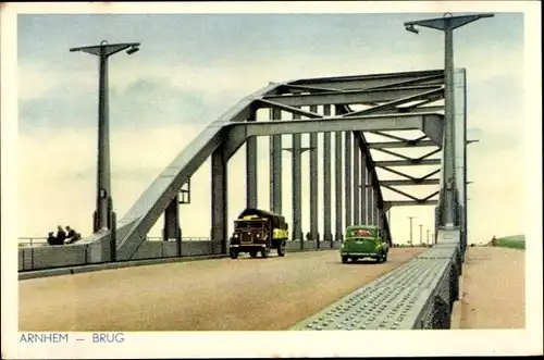 Ak Arnhem Gelderland Niederlande, Autos auf der Brücke